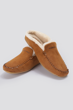 נעלי בית מוקסין לגברים בצבע חום