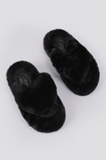 נעלי בית פרוותיות לנשים בצבע שחור