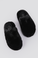 נעלי בית פרוותיות לנשים בצבע שחור