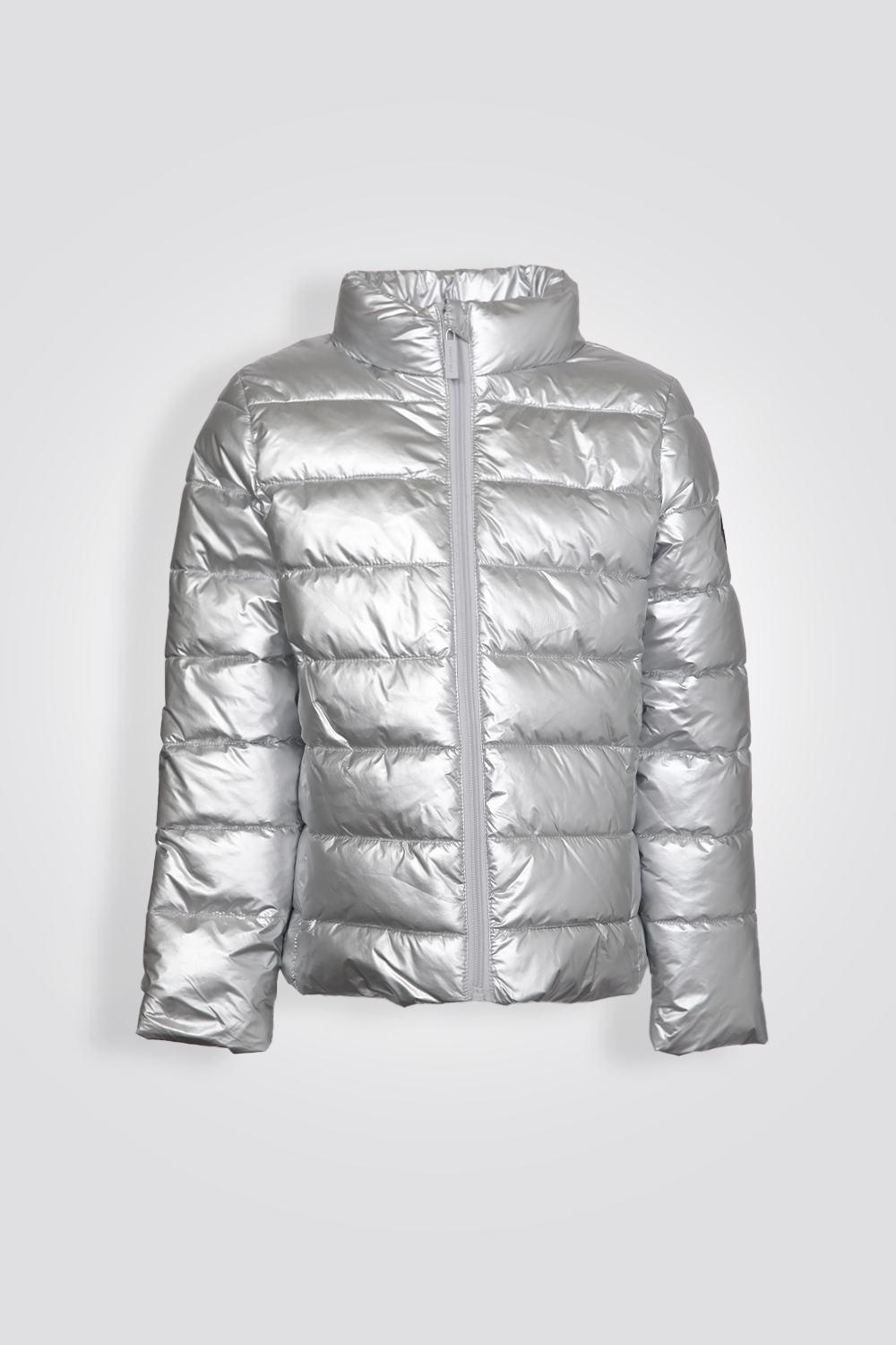 מעיל מרופד בצבע כסף