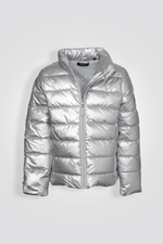 מעיל מרופד בצבע כסף