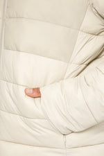  מעיל מרופד בצבע אבן צווארון גבוה 