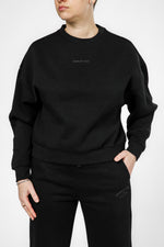 סווטשירט אוברסייז הדפס בגב בצבע שחור