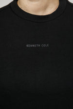 סווטשירט אוברסייז הדפס בגב בצבע שחור