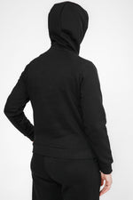 סווטשירט קפוצ'ון עם כיס קנגרו בצבע שחור