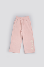 מכנסי טרנינג ארוכים הדפס ברגל בצבע ורוד