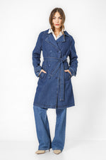 מעיל טרנץ' דנים ארוך כחול