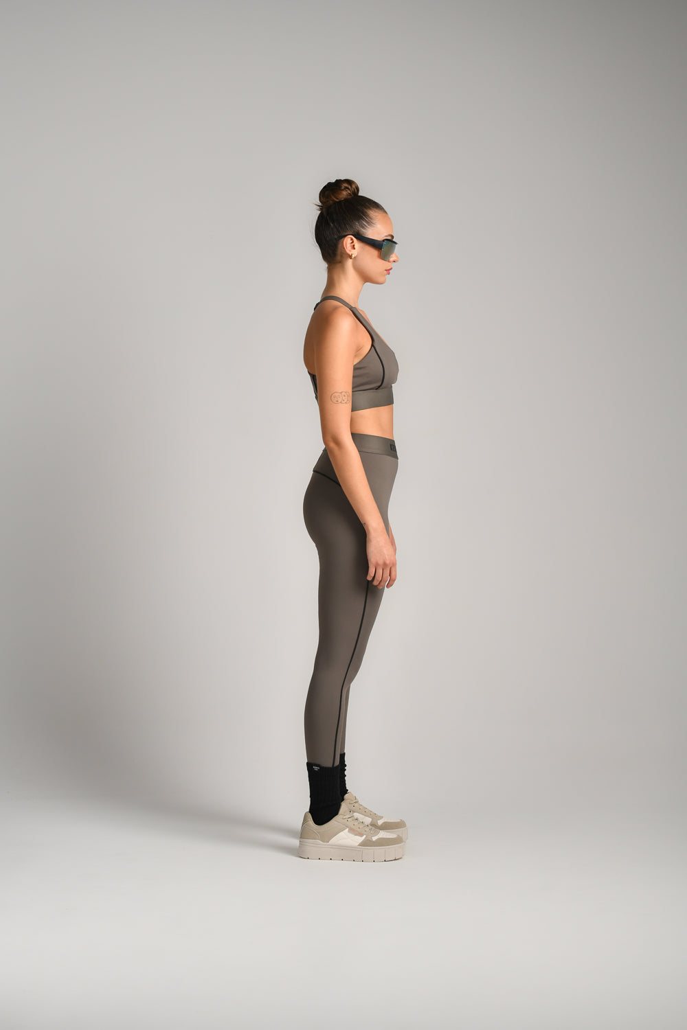 טייץ ארוך בעל חגורת מותן סרט גומי