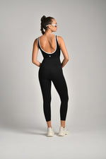 אוברול צמוד חצי רוכסן מבד ריב לנשים