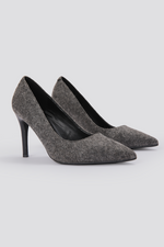 נעלי עקב סטילטו בצבע אפור כהה
