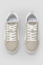 סניקרס מעור לנשים בצבע לבן/בז'