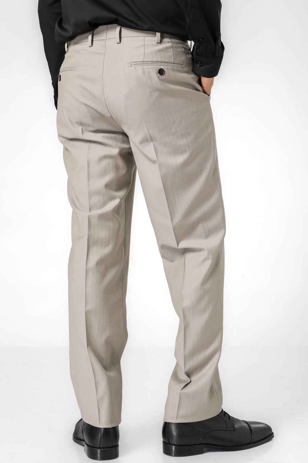 מכנסיים מחוייטים צמר משולב בצבע קרם