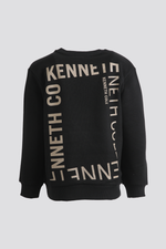 סווטשירט אוברסייז הדפס בגב בצבע שחור