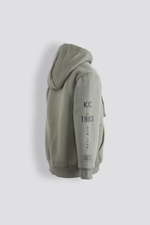 סווטשירט קפוצ'ון עם כיס קנגרו בצבע זית