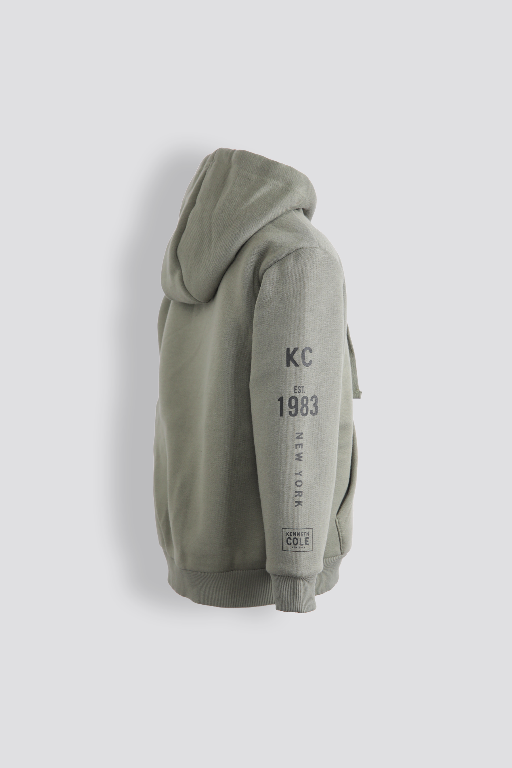 סווטשירט קפוצ'ון עם כיס קנגרו בצבע זית