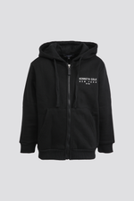 סווטשירט קפוצ'ון עם רוכסן בצבע שחור