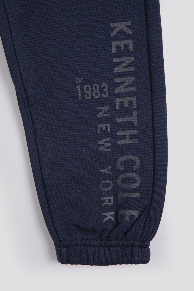 מכנסי ג'וגר ארוכים סיומת אלסטית בצבע נייבי