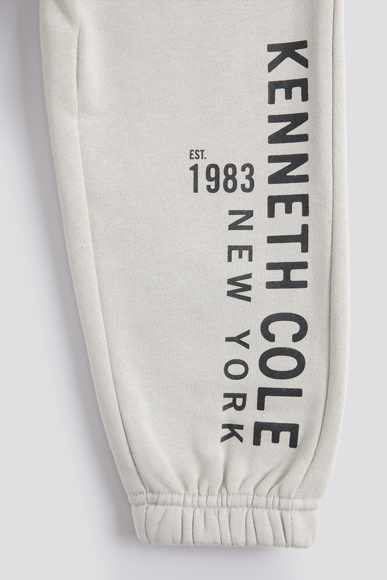 מכנסי ג'וגר ארוכים סיומת אלסטית בצבע אבן