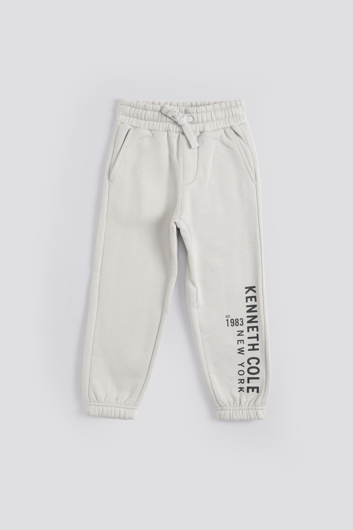 מכנסי ג'וגר ארוכים סיומת אלסטית בצבע אבן