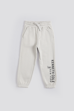 מכנסי ג'וגר ארוכים סיומת אלסטית בצבע אבן