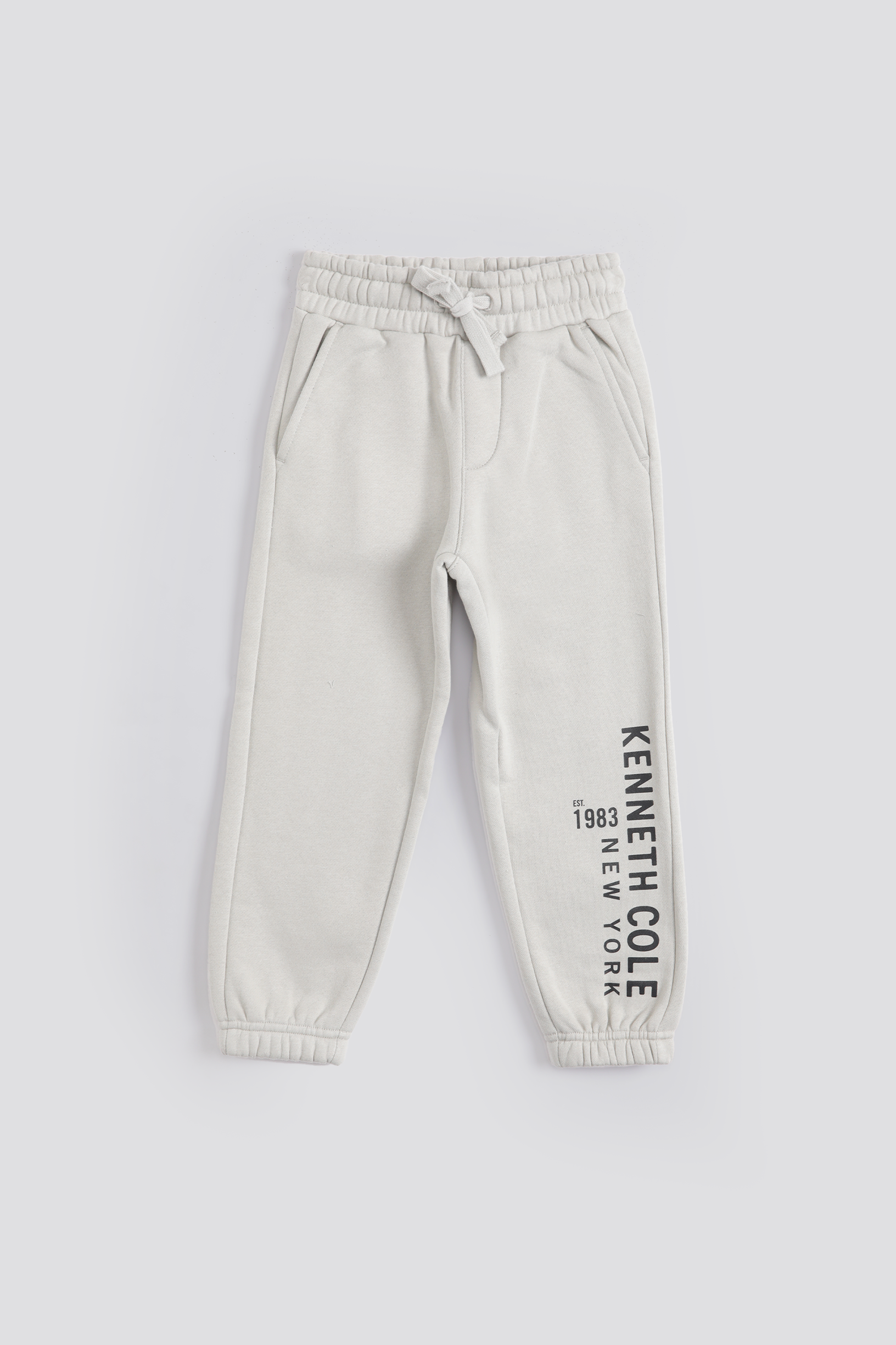 מכנסי ג'וגר ארוכים סיומת אלסטית בצבע אבן