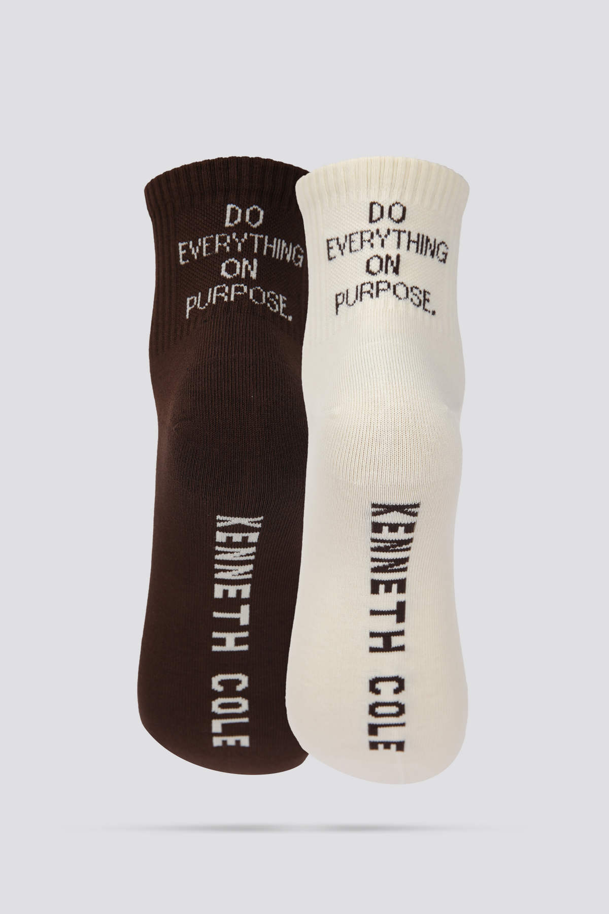 מארז 2 זוגות גרביים באורך רבע בצבעים חום/שמנת