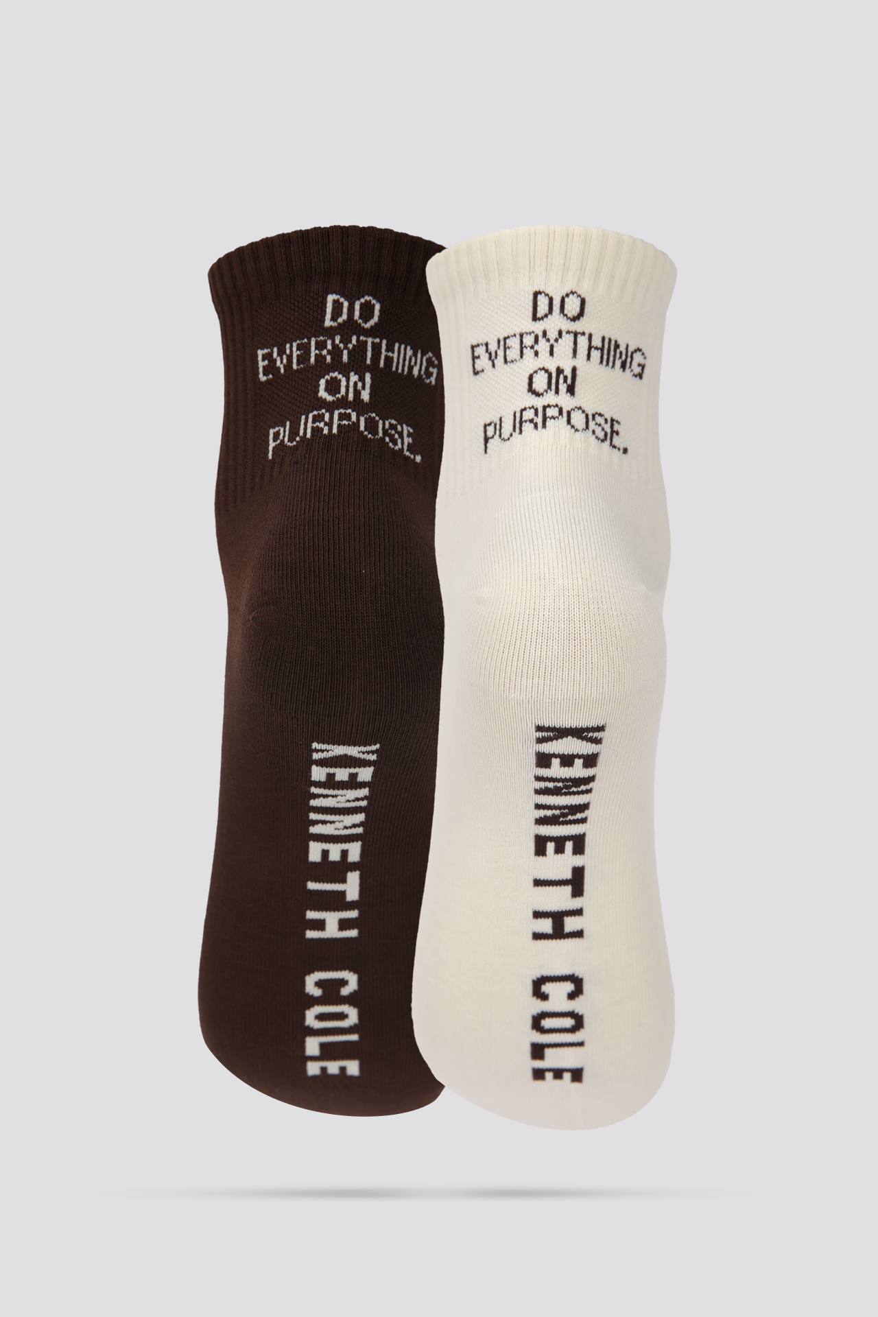 מארז 2 זוגות גרביים באורך רבע בצבעים חום/שמנת