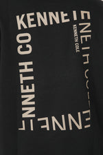 סווטשירט אוברסייז הדפס בגב בצבע שחור