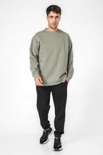 סווטשירט אוברסייז הדפס בגב בצבע זית