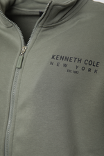 סווטשירט צווארון גולף עם רוכסן בצבע ירוק זית