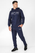 מכנסי טרנינג ארוכים בגזרה ישרה בצבע נייבי