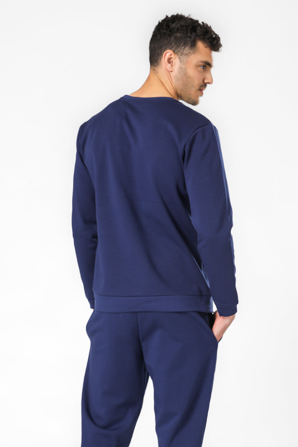 סווטשירט אינטרלוק בצבע נייבי