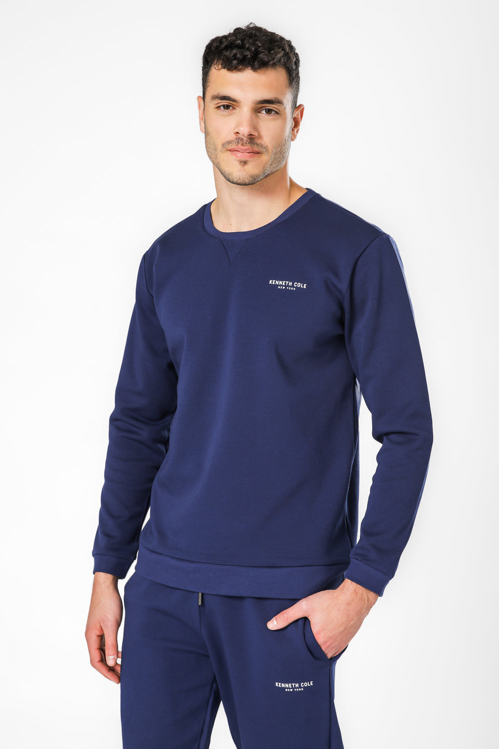 סווטשירט אינטרלוק בצבע נייבי