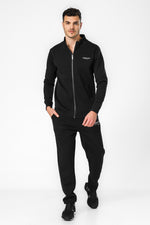 סווטשירט צווארון גבוה עם רוכסן בצבע שחור