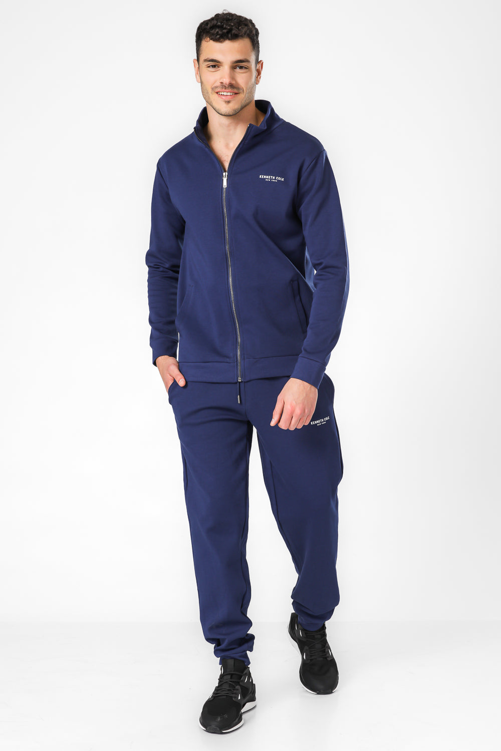 סווטשירט צווארון גבוה עם רוכסן בצבע נייבי