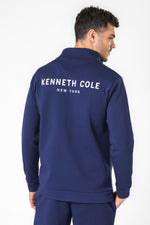 סווטשירט צווארון גבוה עם רוכסן בצבע נייבי