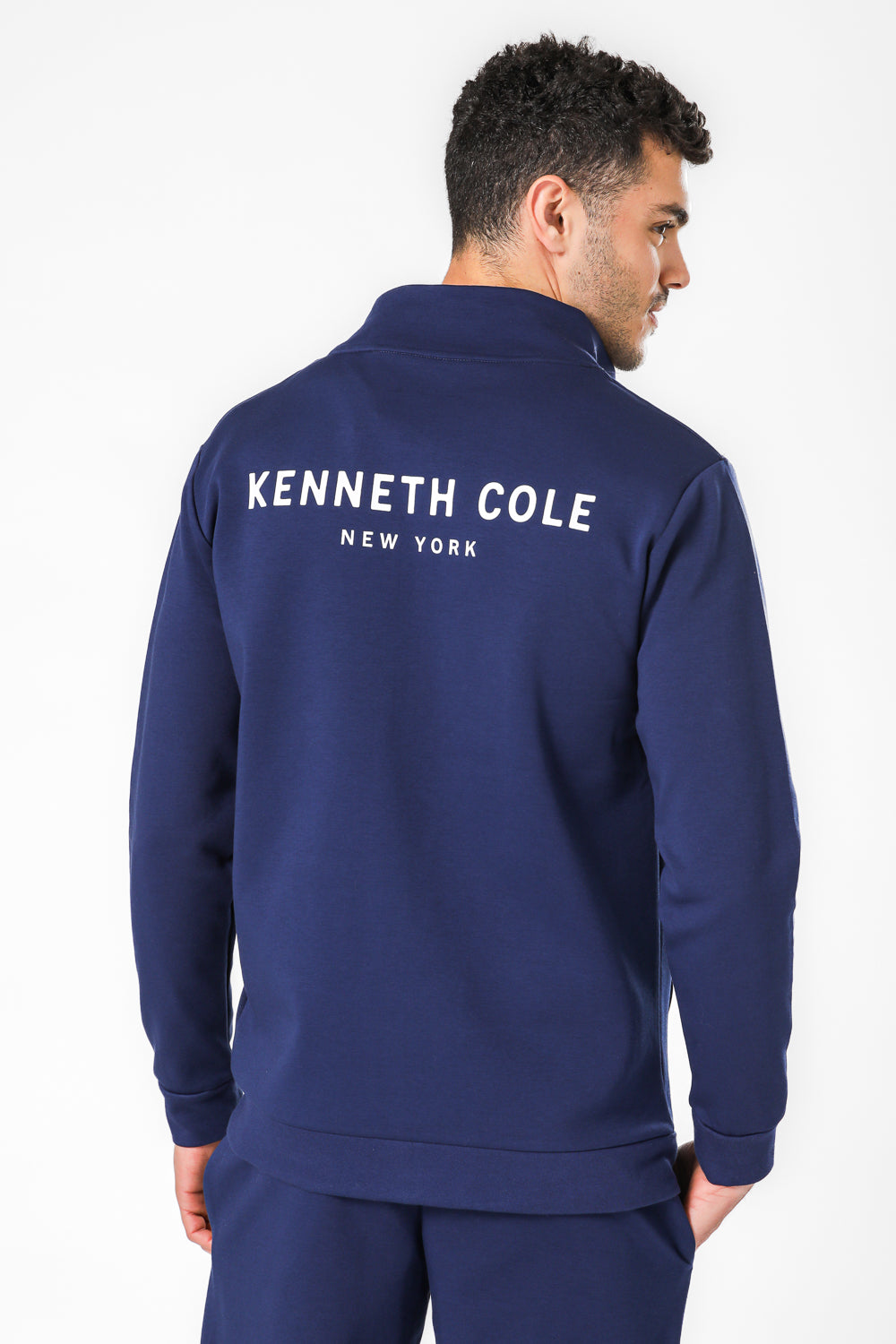 סווטשירט צווארון גבוה עם רוכסן בצבע נייבי