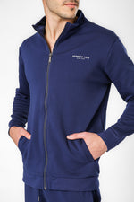 סווטשירט צווארון גבוה עם רוכסן בצבע נייבי