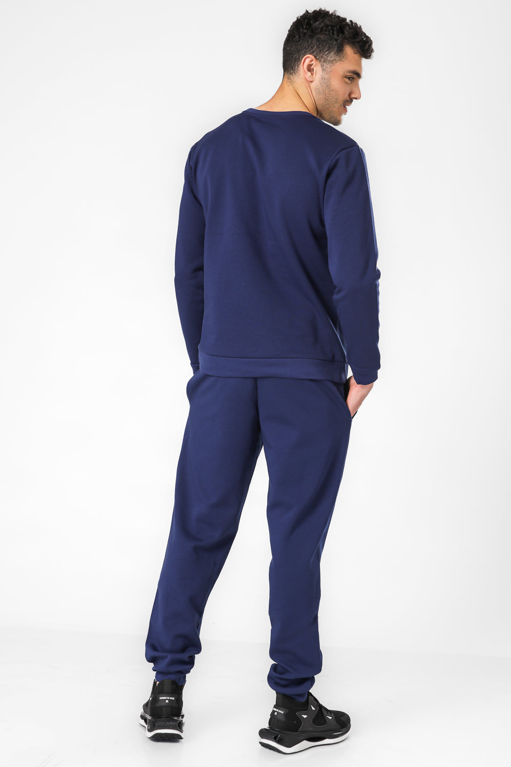 מכנסי טרנינג אינטרלוק בצבע נייבי