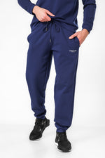 מכנסי טרנינג אינטרלוק בצבע נייבי