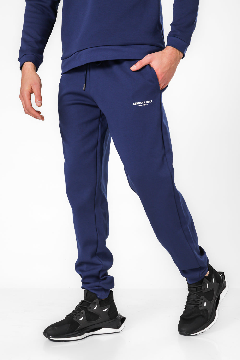 מכנסי טרנינג אינטרלוק בצבע נייבי