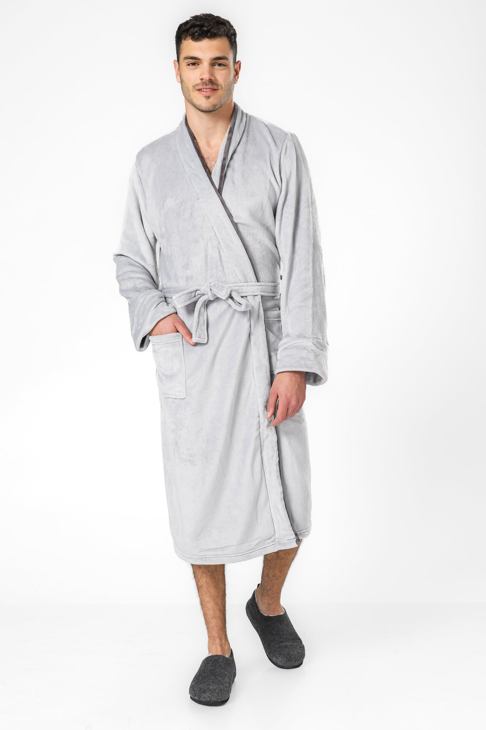 חלוק פלאפי לגברים בצבע אפור