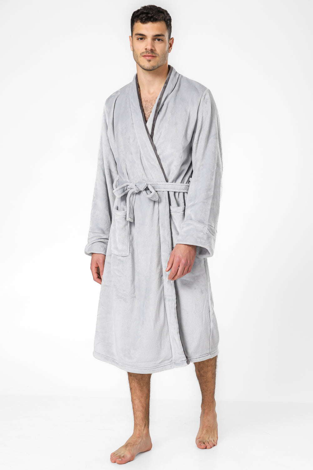 חלוק פלאפי לגברים בצבע אפור