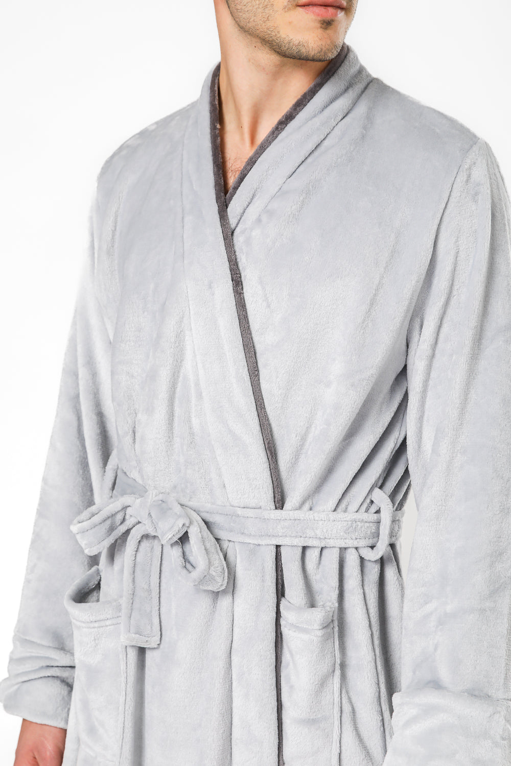 חלוק פלאפי לגברים בצבע אפור