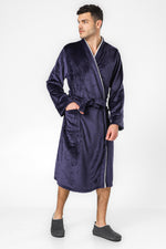 חלוק פלאפי לגברים בצבע נייבי