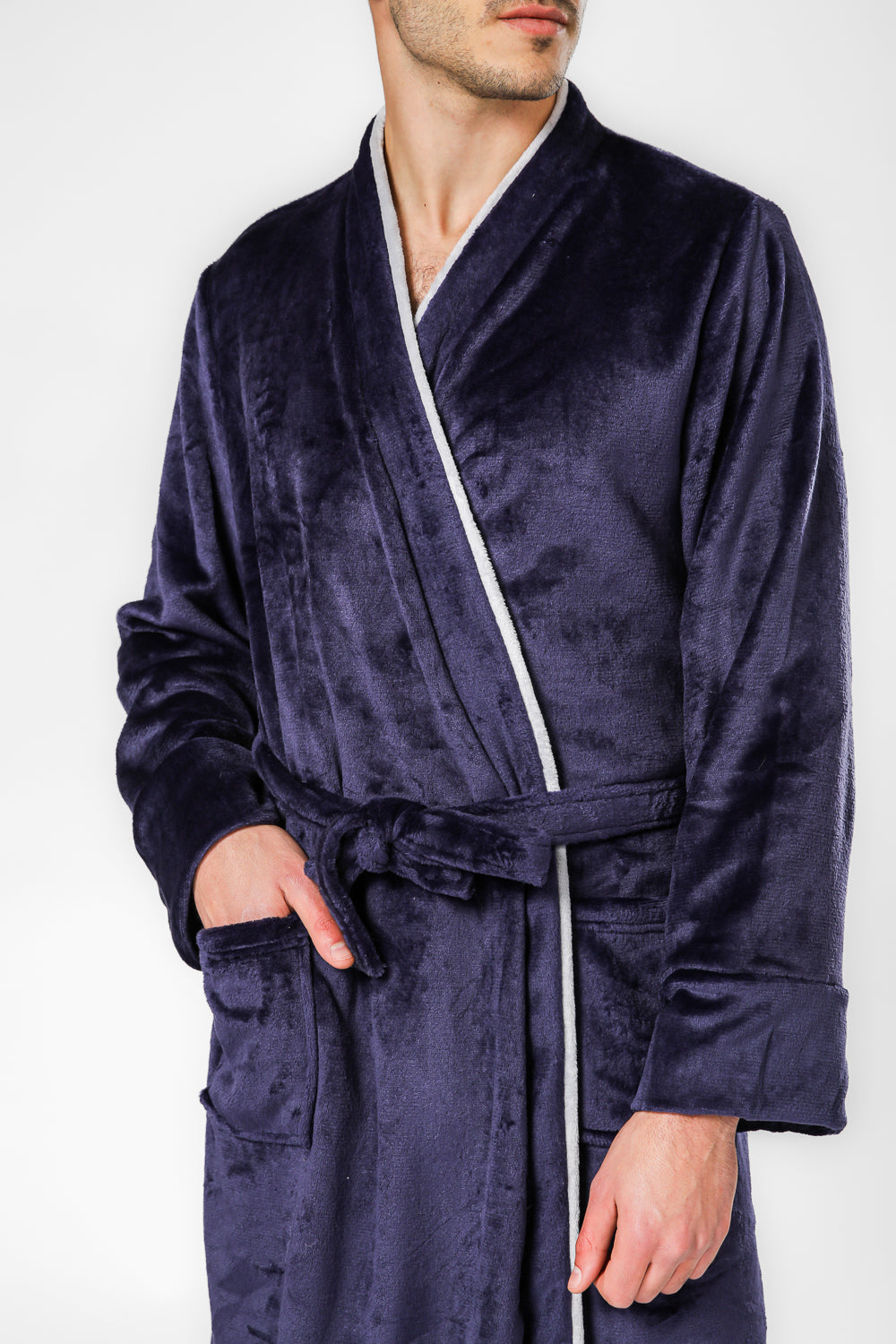 חלוק פלאפי לגברים בצבע נייבי