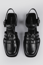 סנדלי פישרמן דמוי עור בצבע שחור