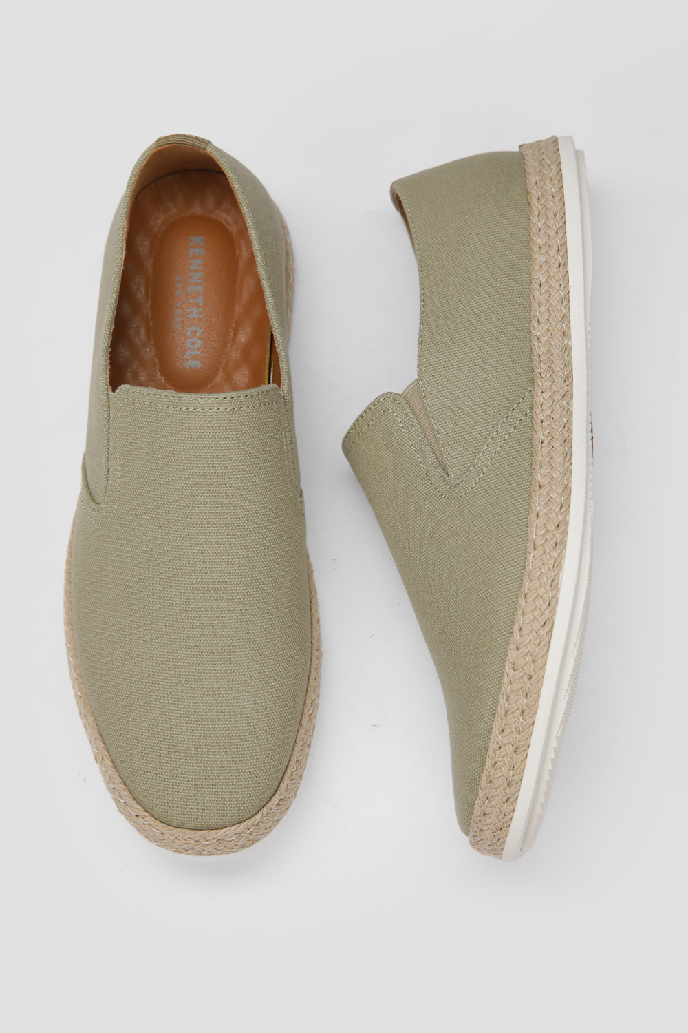 נעלי מוקסין קנבס לגברים בצבע ירוק בהיר