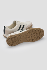 סניקרס עור לגברים בצבע שמנת פסים ירוק