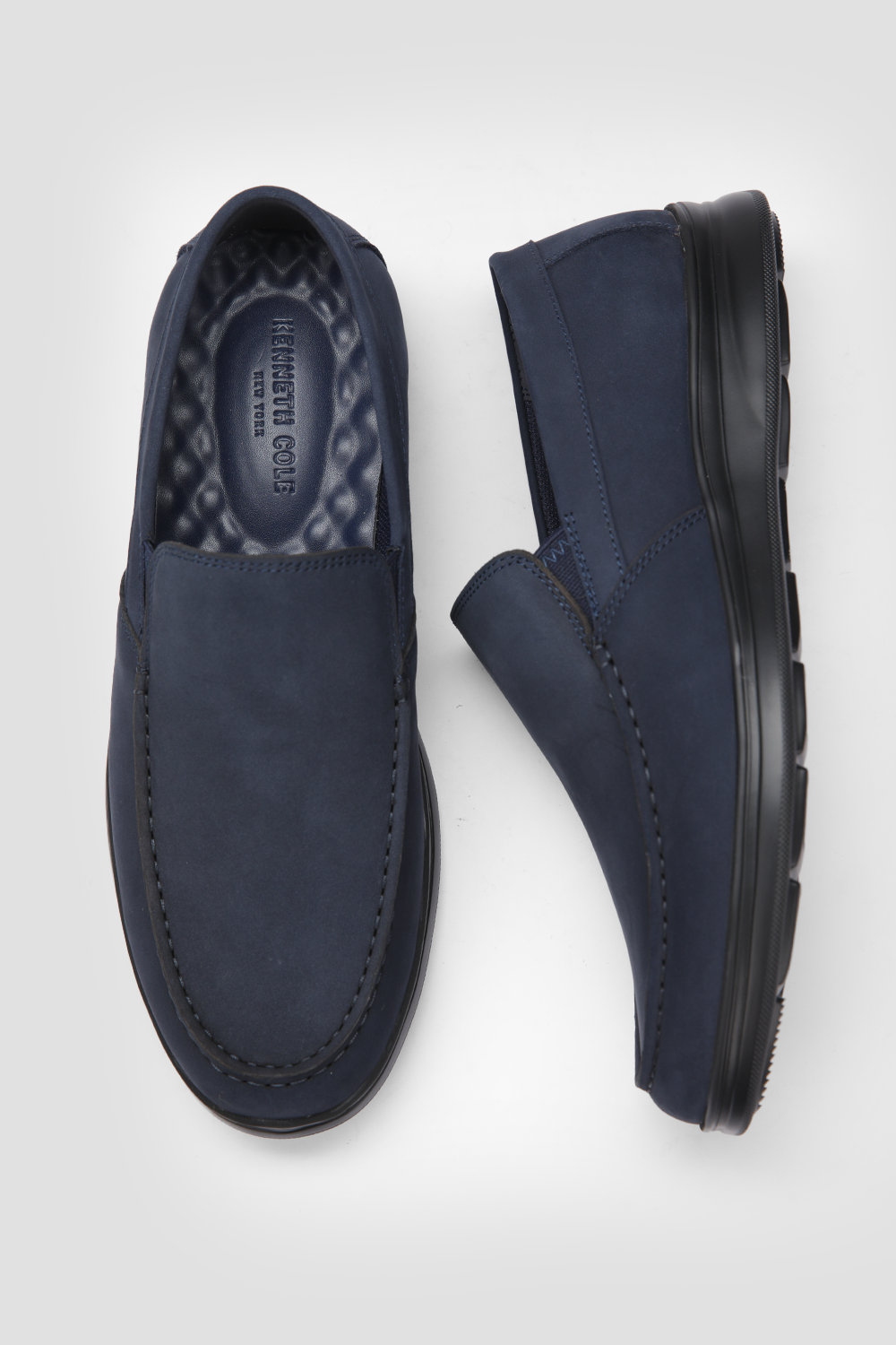 נעלי מוקסין מעור לגברים בצבע נייבי